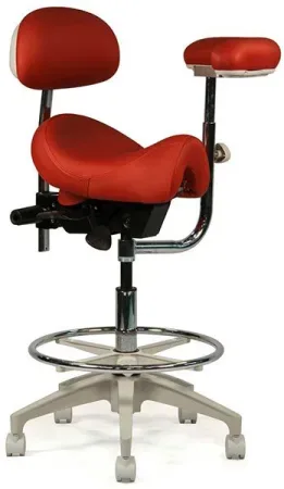 Crown Seating C90SBAB Durango Dental Assistant Western Saddle Stool with Back