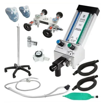 Belmed 4 Tank Oral Surgery Flowmeter System with Stand & Scavenger Goods F900