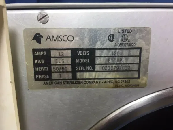 AMSCO Eagle Ten Dental Autoclave Fully Refurbished - American Sterilizer Company AMSCO Eagle Ten Dental Autoclave Fully Refurbished - American Sterilizer Company