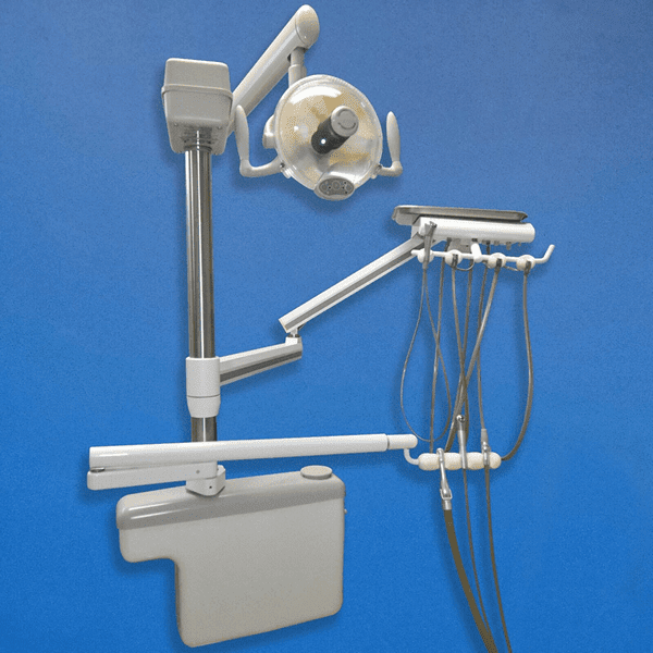 DCI Dental Side Box Delivery Unit With Assistant’s Arm & Midmark Light DCI Dental Side Box Delivery Unit With Assistant’s Arm & Midmark Light