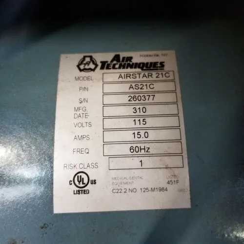 Air Techniques AirStar 21 Air Compressor With Sound Cover (Refurbished)