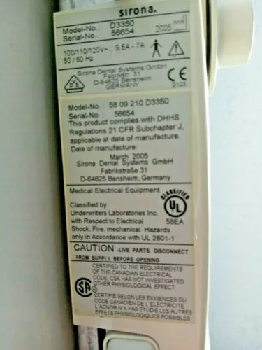 Sirona Heliodent Vario X-Ray Machine Model D3350