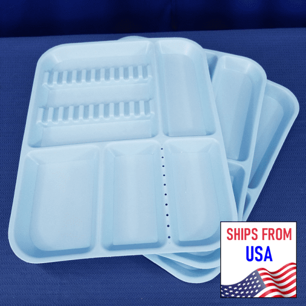Lot of 3 Dental Divided Plastic Instrument Trays Size 10 5/8″ by 13 3/4″