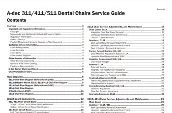 A-dec 311/411/511 Dental Chairs Service Guide
