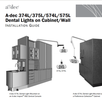 A-dec 374L-375L-574L-575L Dental Lights on Cabinet-Wall Installation Guide