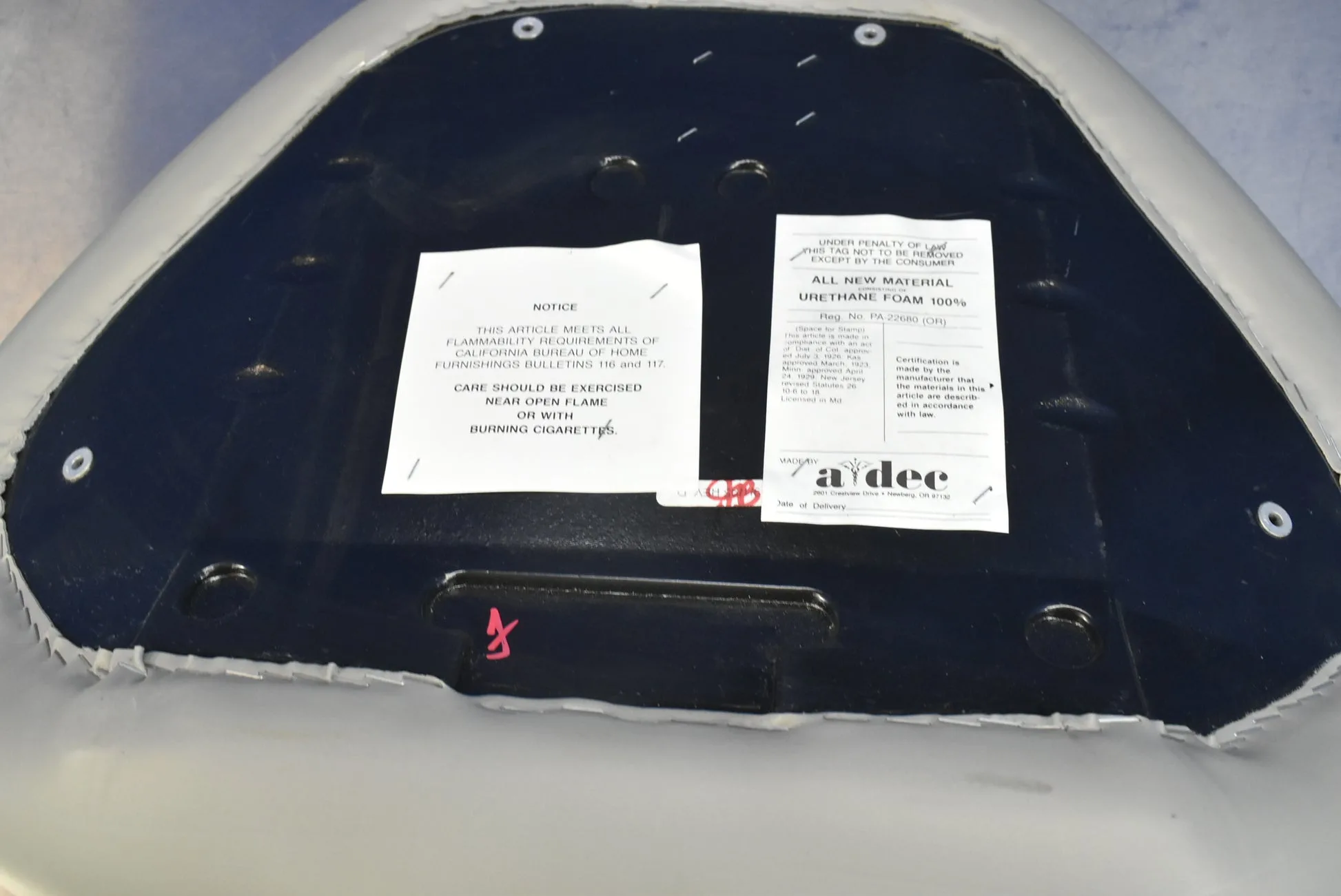 A-dec Decade Dental Chair Back Upholstery Core