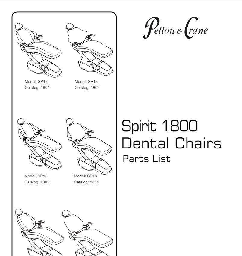Pelton & Crane Spirit 1800 Dental Chairs Parts List