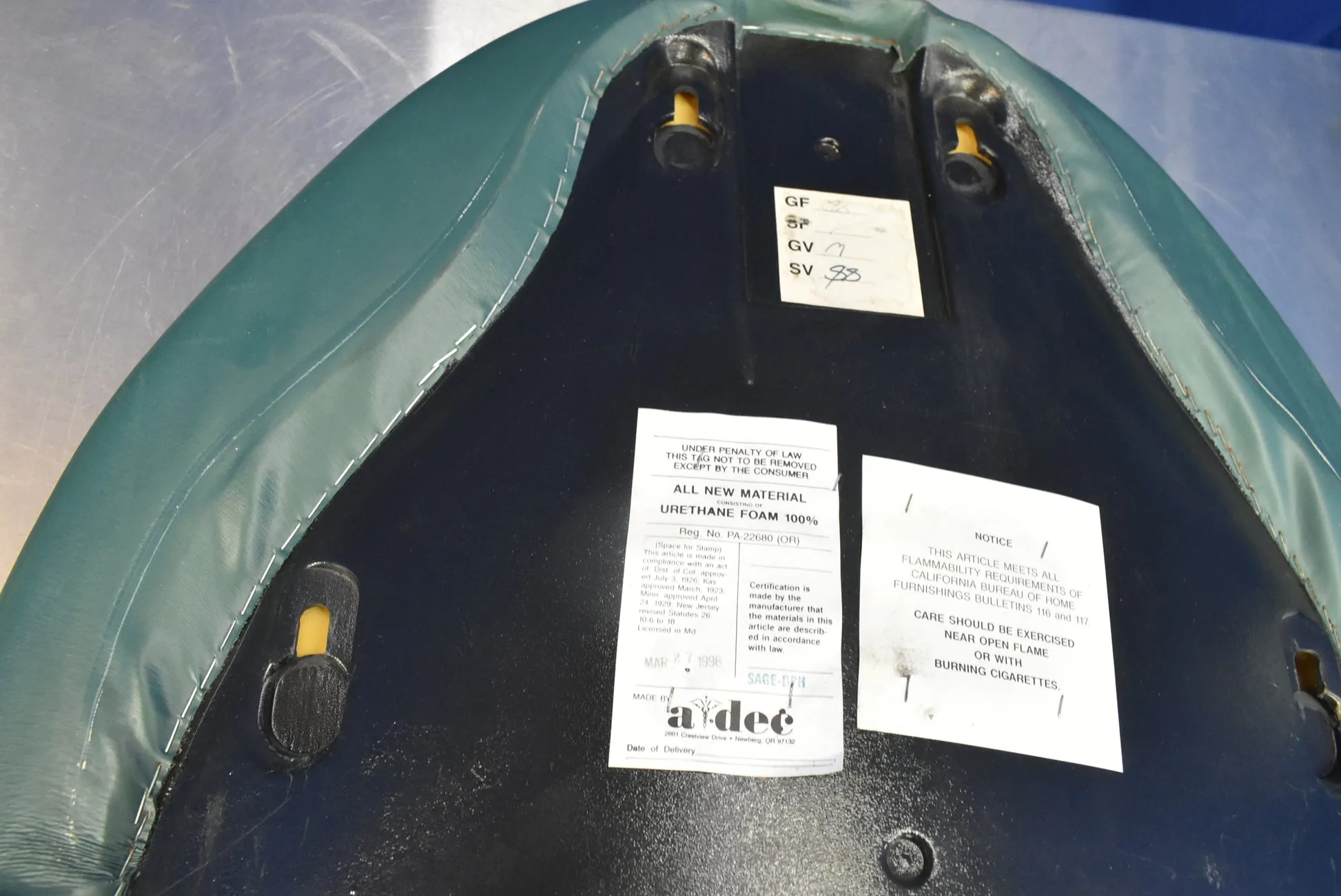A-dec Cascade Sage Dental Chair Back Upholstery