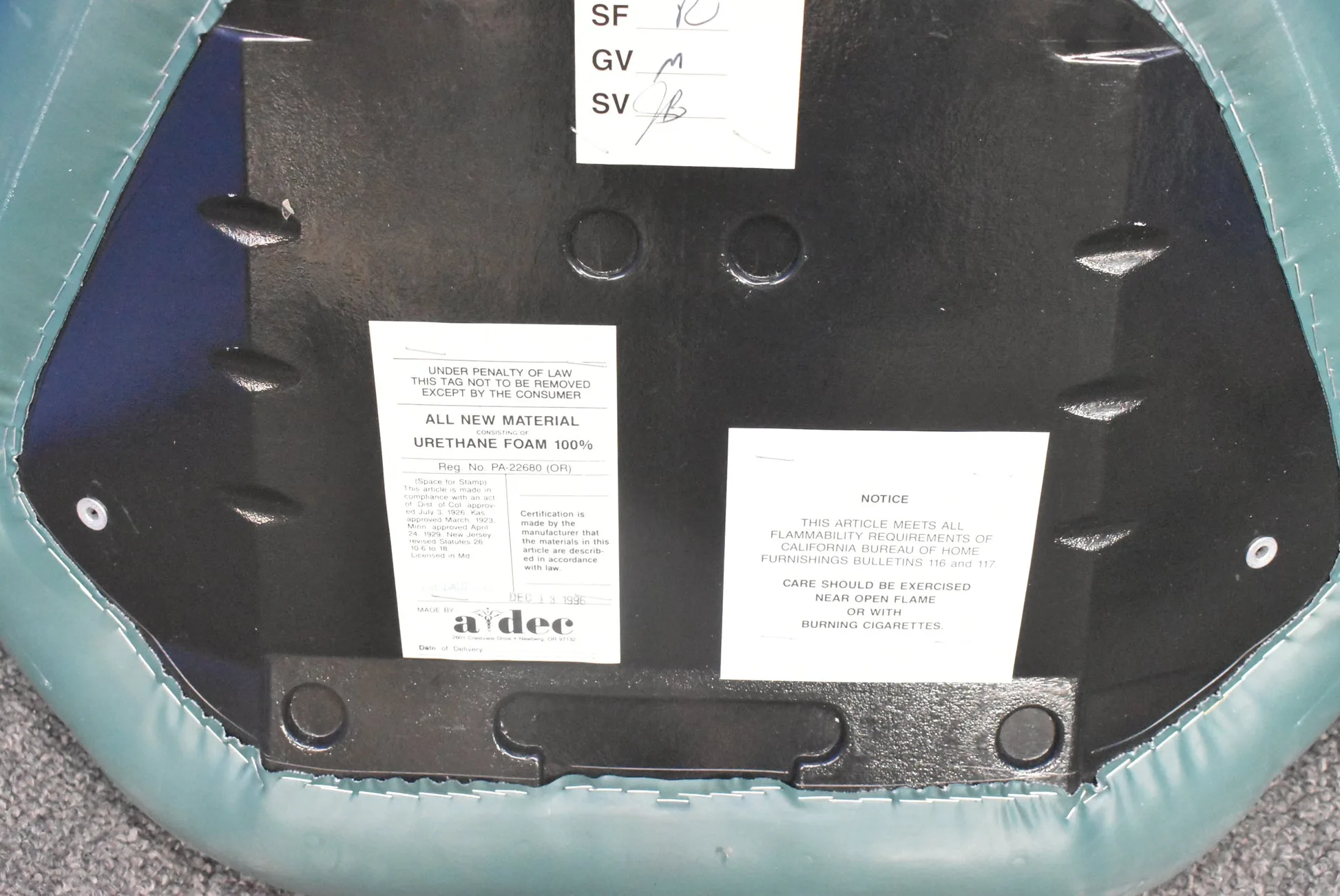 A-dec Decade Dental Chair Backrest & Armrests