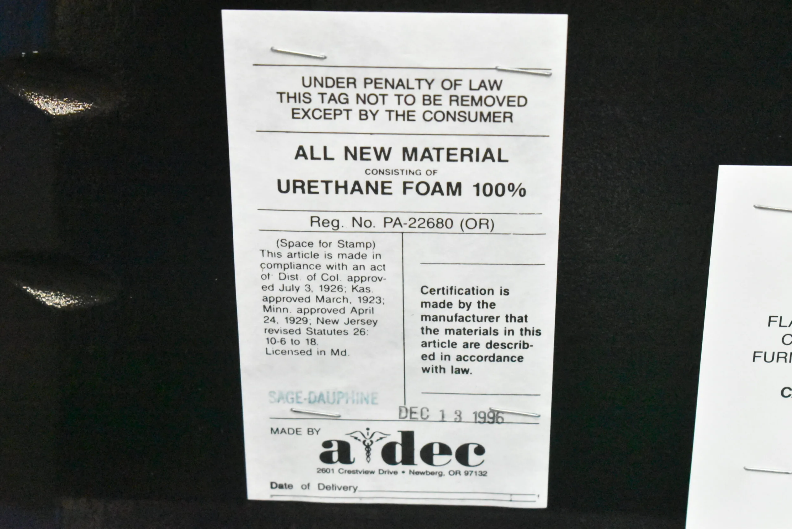 A-dec Decade Dental Chair Backrest