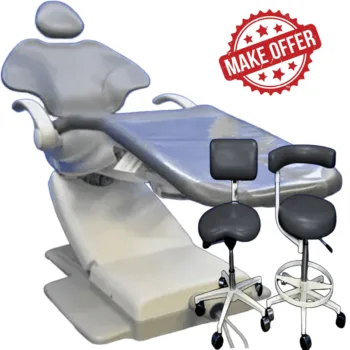 A dec 511 Stand Alone Dental Chair with Matching Stools
