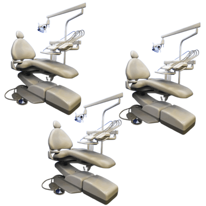 Lot of A-dec Cascade 1040 Dental Chair with 2132 Radius Delivery and 6300 Light